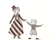 the hootenanny original pen and paper illustration