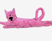 pink/white floral flying cat shaped big pillow