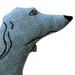 blue circular lattice patterned dachshund dog shaped pillow softie