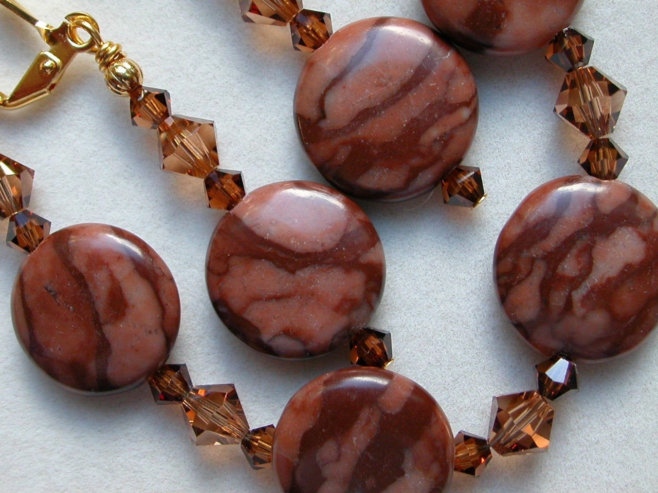 Brown Bracelet Earrings Chocolate Agate Bracelet Swarovski Crystal Gold