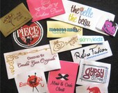 New Low Minimum - 100 Use Your Own Artwork - Custom Woven Damask Labels - Up to 8 Colors - Made in the USA