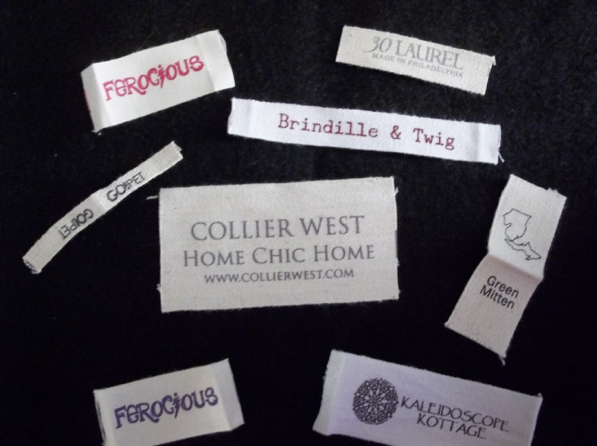 1000 White or Natural Twill Tape Cotton Printed Clothing Labels -  Sewing Tags - ONE Color Imprint