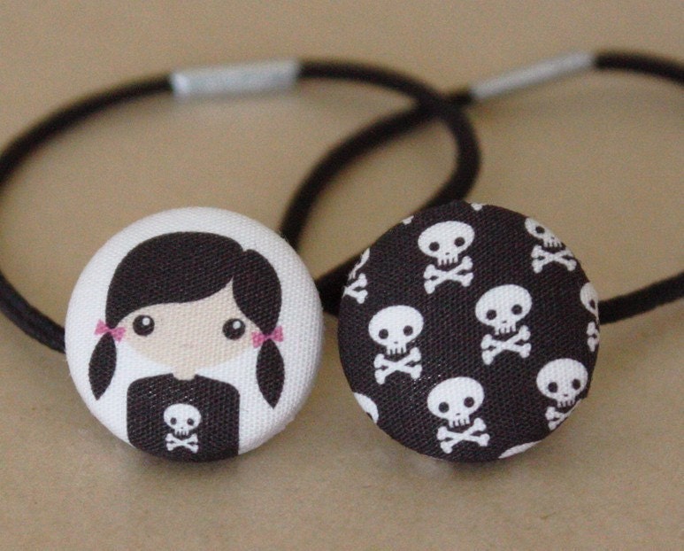 Skull Girl - Fabric Covered Hair Bobbles