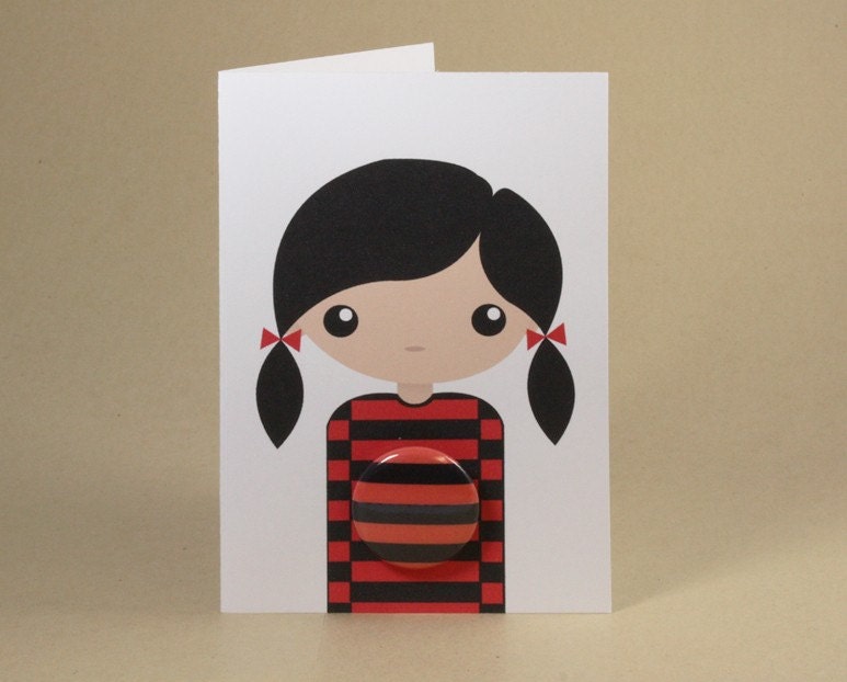 Stripey Jumper Girl Gift Card featuring Badge