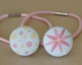Flower and Spots - Fabric Covered Hair Bobbles