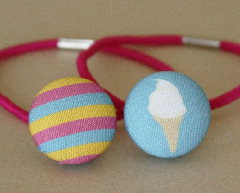 Vanilla Icecream - Fabric Covered Hair Bobbles