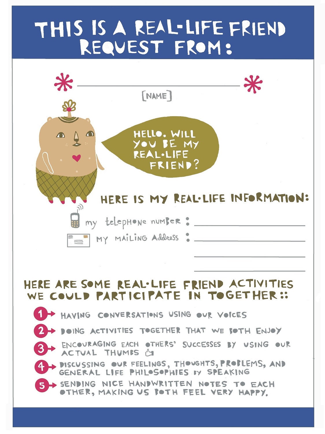 Real-Life Friend Request -- greeting card
