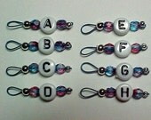 Stitch Markers - Soft Loop Markers - Select Your Size - Blue and Pink on Crater Lake Blue - Item No. 430