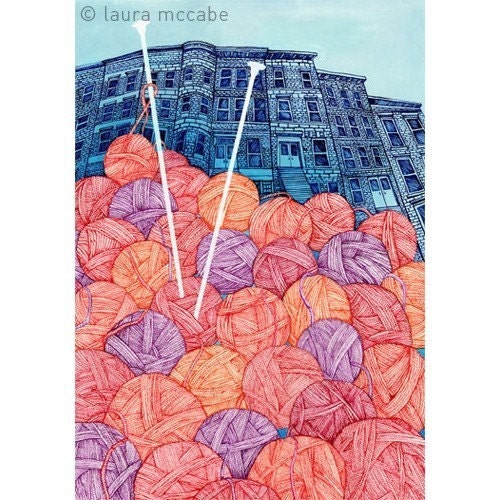 Crafting in Brooklyn - large 13x19 inch art print
