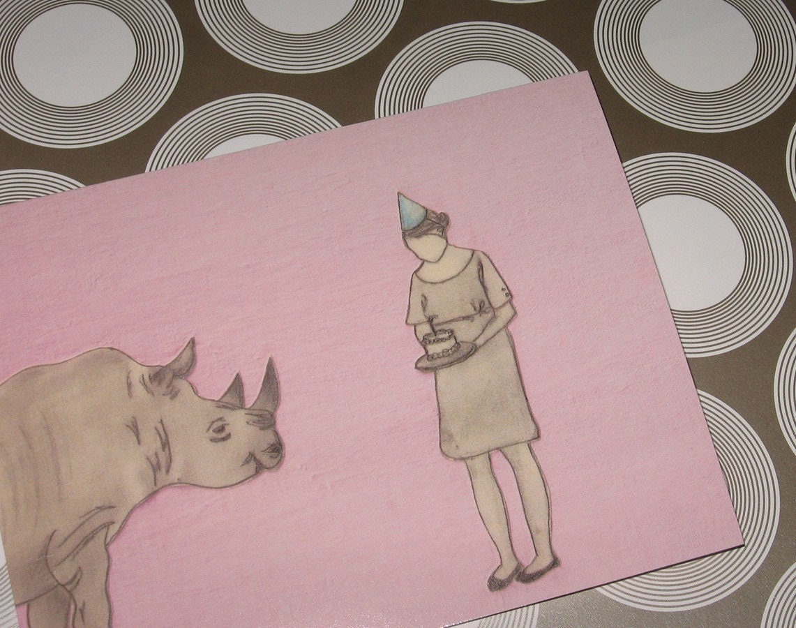 Happy Birthday, Rhinoceros - Greeting Card