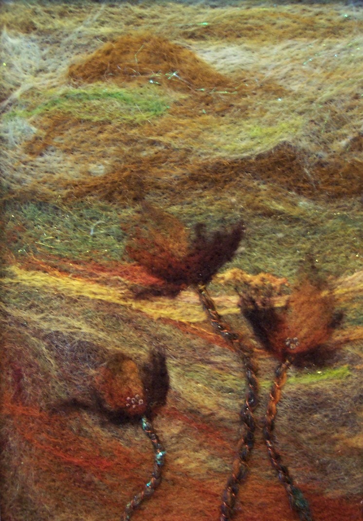 RESERVED FOR ALEXIS - No.74 Gold Flowers - Needlefelt Art
