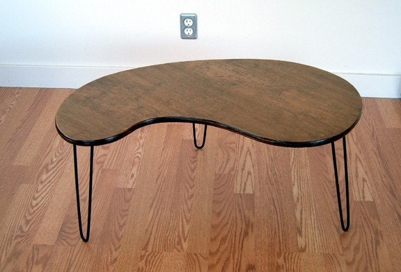 Kidney Bean Coffee Table  Mid century Modern design  Eames Era Atomic