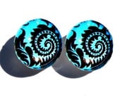 Turquoise Post Earrings. Art, Resin, and Glass, Vintage Stud Post Earrings: Bluegrass