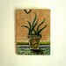 House Plant No. 1, Original Fabric on Wood art
