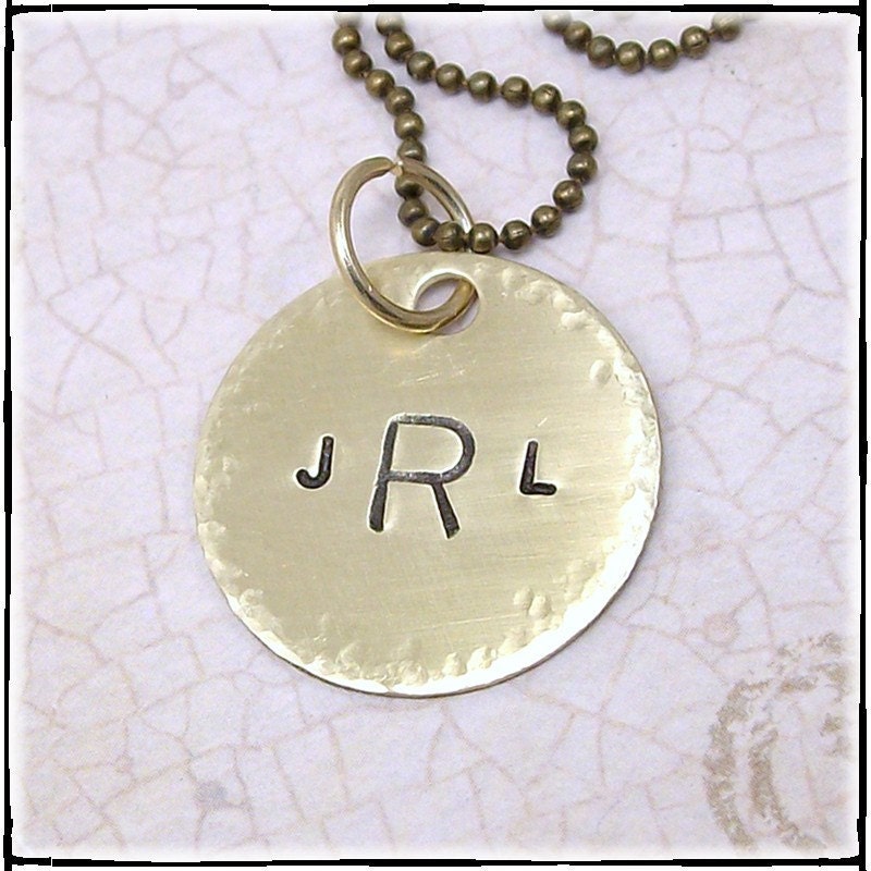 Monogrammed Three Initial Brass Necklace