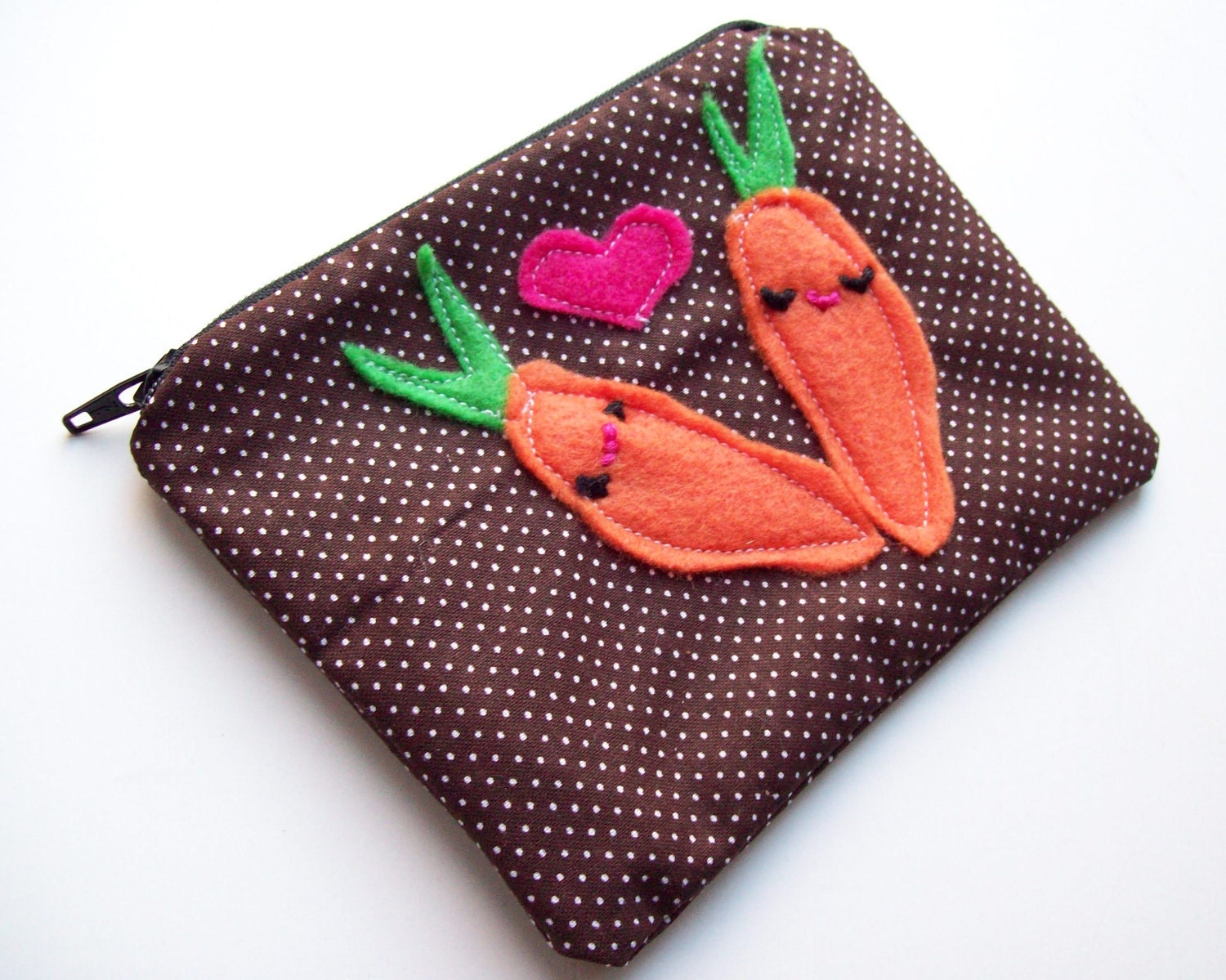 The Carrot connection applique zip pouch