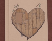 wooden heart - folding card