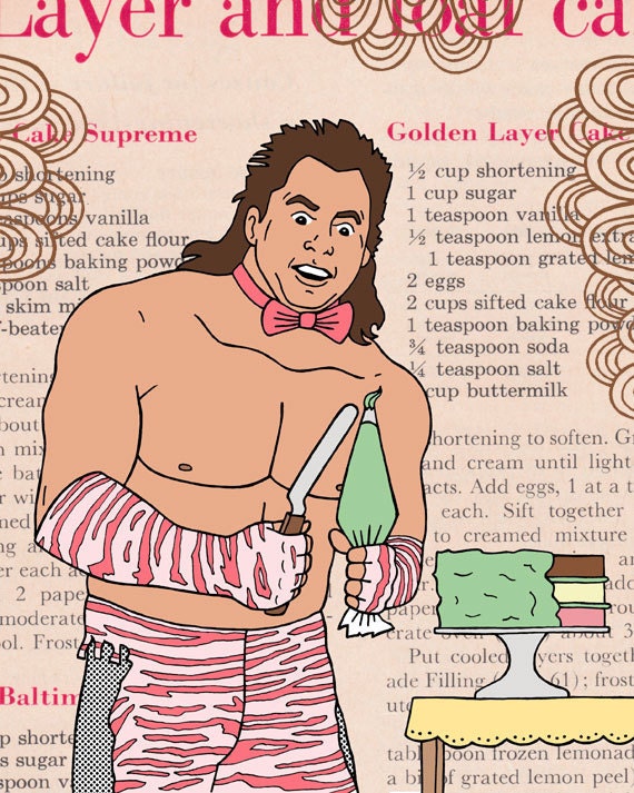 Brutus the Barber Beefcake decorates a cake
