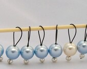 Small Loop SnagFree Stitch Markers Light Blue and White Set of 8 for Socks and Lace