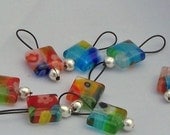 Stitch Markers, Snag Free, Knitting Markers Small Loop Snag Free Millefiori Stitch Markers Set of 8