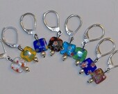Stitch Markers, Crochet or Knitting, Multicolored Millefiori Removable Stitch Markers 2 Sets of 8