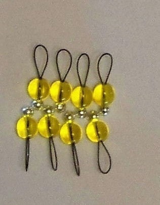 SnagFree Stitch Markers, Knitting Stitch Markers, SUPER SALE Lemon Czech Glass Small Loop Stitch Markers Set of 8