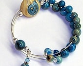 Row Counter Bracelet, Knitting or Crochet, Blue Crazy Lace