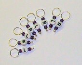 Stitch Markers Small Ring SnagFree Letter L and R Set of 8 with Purple Accent