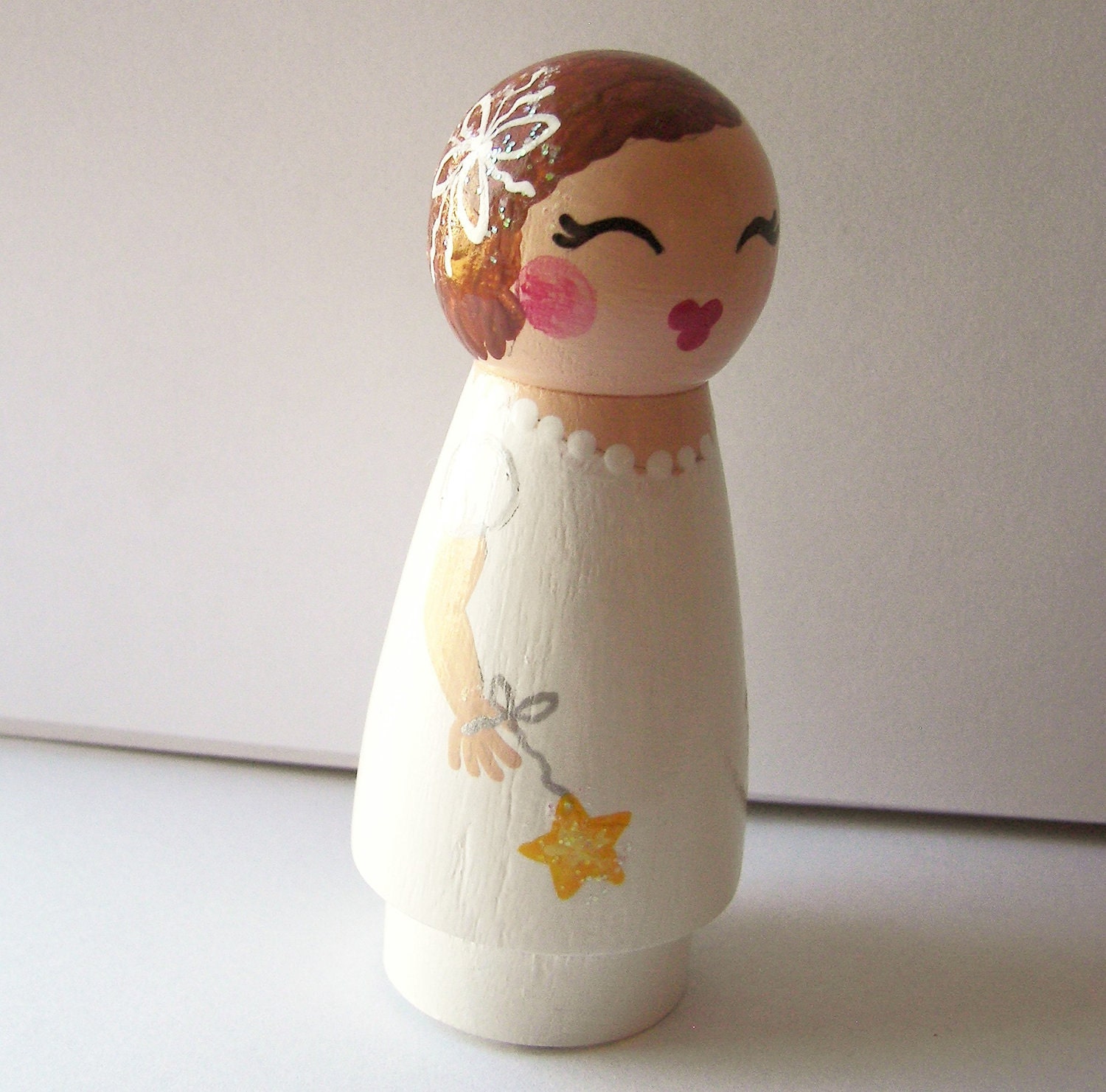 Hand Painted Love Boxes Christmas Angel Birthday Fairy White Wood Peg Doll