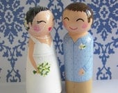 Hand Painted Love Boxes Custom Wedding Anniversary Cake Topper Peg Dolls Wood