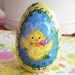 Hand Painted Love Boxes Easter Egg Ornament yellow wood