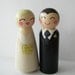 Hand Painted Love Boxes Custom Wedding Bride Groom Cake Topper Peg Doll Wood