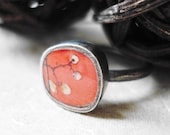 oxidized sterling silver small kimono ring-red