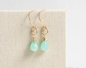 jenny earrings   .     aqua green  .  14kt gold filled    .