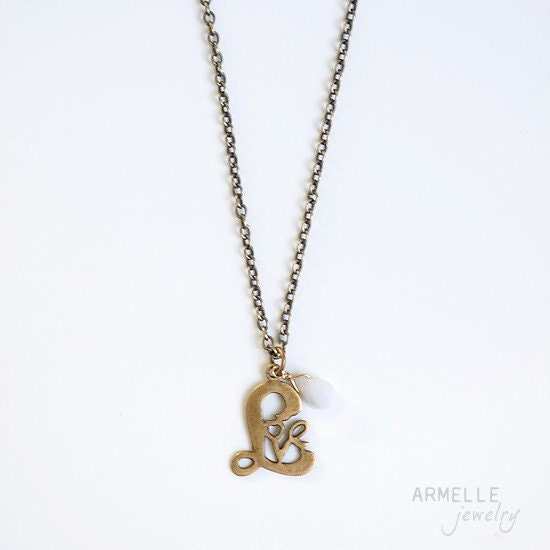 love charm brass necklace   .       white jade      .