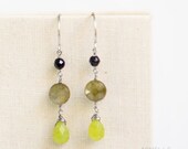 clarise earrings  .     green . navy . gray . antiqued sterling silver