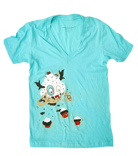 Cupcake Monster T-Shirt - Large V-neck