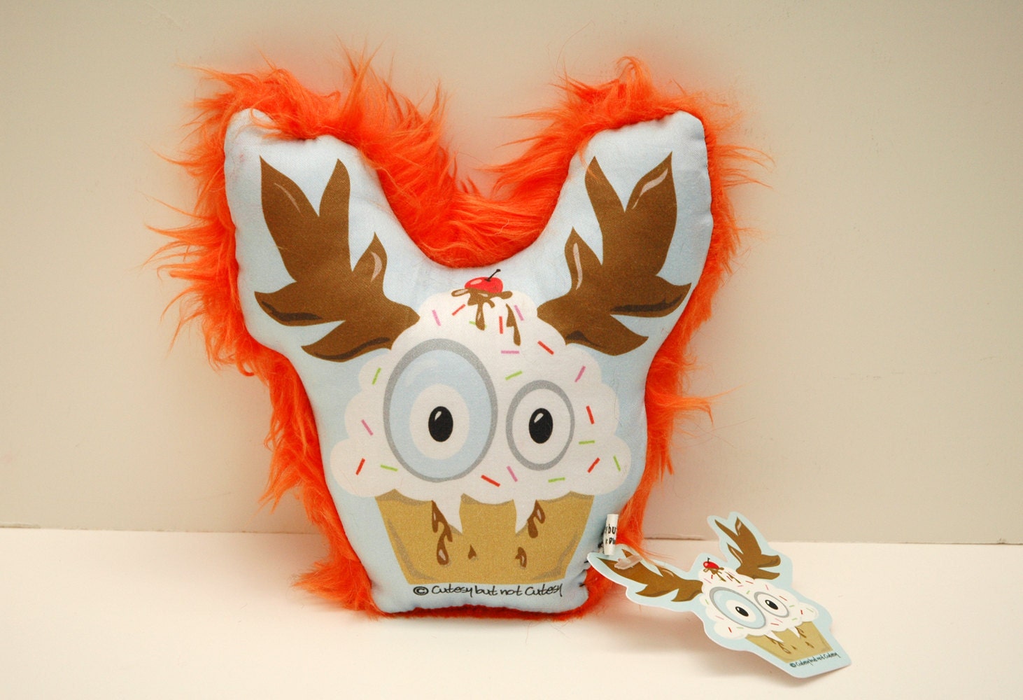 Cupcake Monster Pillow - Small Orange