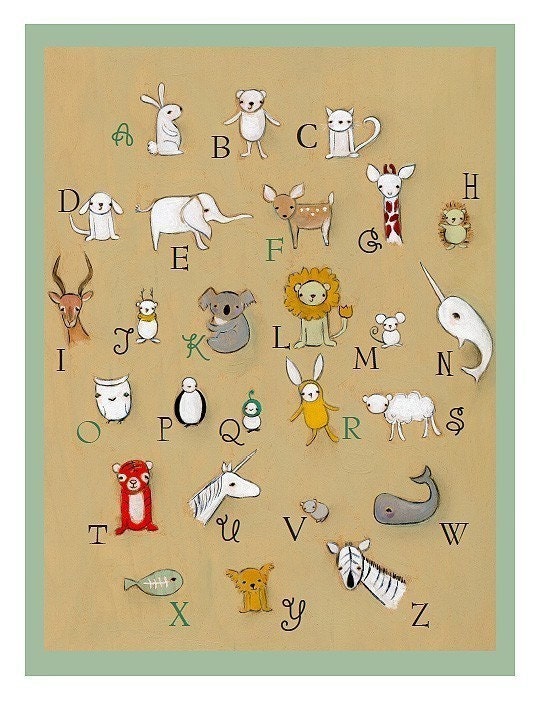 Alphabet - sky blue - 13 x 19 print by Marisa and Creative Thursday