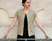 coton jacket with leaf appliqué - black or olive color