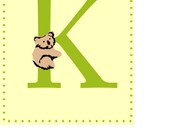 Letter K alphabet nursery art print