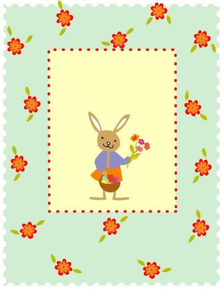greeting card cute little bunny easter spring