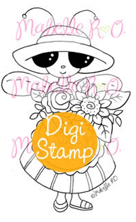 Instant Download Digi Stamp: Mimi Bug Gardener