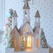 RESERVED for TONYA - LIGHTED Shabby Christmas Cathedral - Vintage Style with Bottle Brush Trees