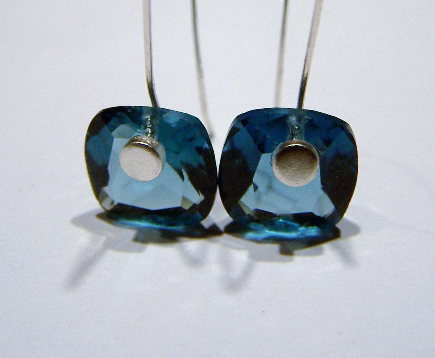 London Blue Topaz Quartz, sterling silver nail head earwire, earrings