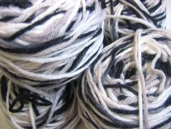 Items similar to Black, Gray, White Variegated Yarn - 5 Balls on Etsy