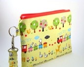 Zippered Wristlet with Detachable Wrist Strap-Imported Japanese Fabric