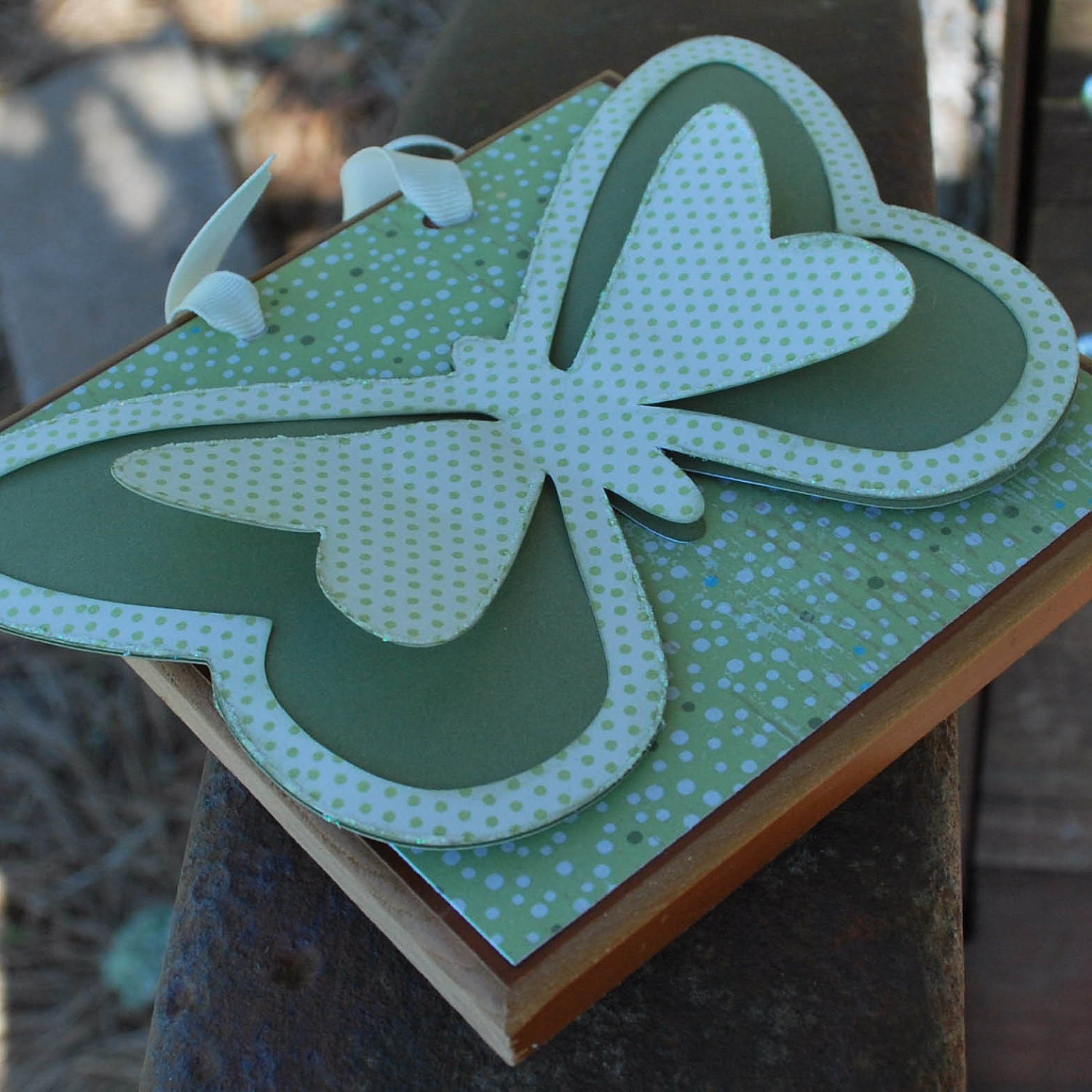 Butterfly....plaque in green and cream