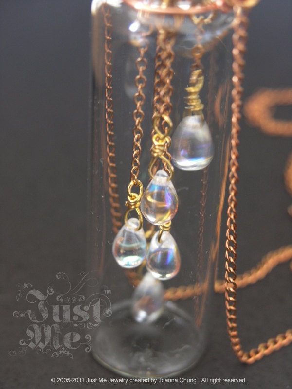 Just Me - Spring Rain glass bottle necklace 30 inches