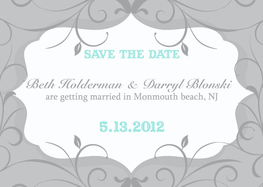 Printable Swirls and Leaves Save the Date Card - You Print